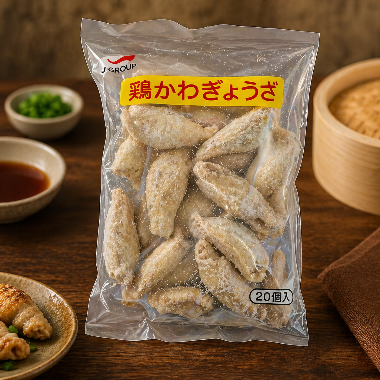 Frozen gyoza wrapped in chicken skin 500g/ pack