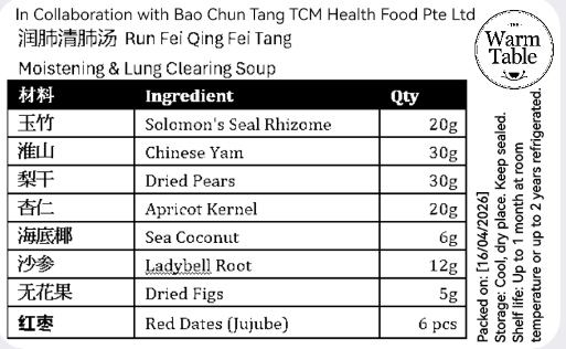 Moistening and Lung Clearing Soup 润肺清肺汤