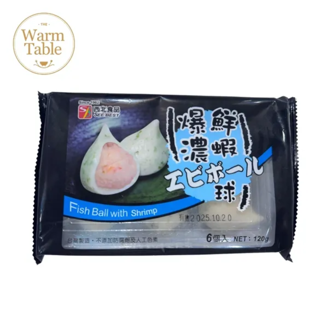 Taiwan Fishball with Shrimp (6pcs) 鱼包虾 (Frozen) 120gm